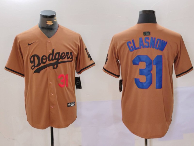 Men Los Angeles Dodgers #31 Glasnow army green joint name 2024 Nike MLB Jersey style 3->los angeles dodgers->MLB Jersey